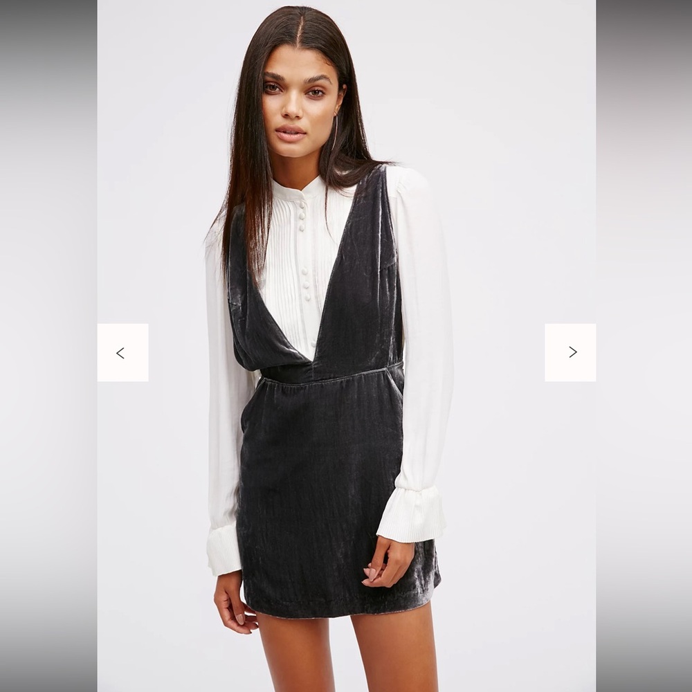 Free People Women's Gray‎ Cool Waters Velvet Jumper Size Medium